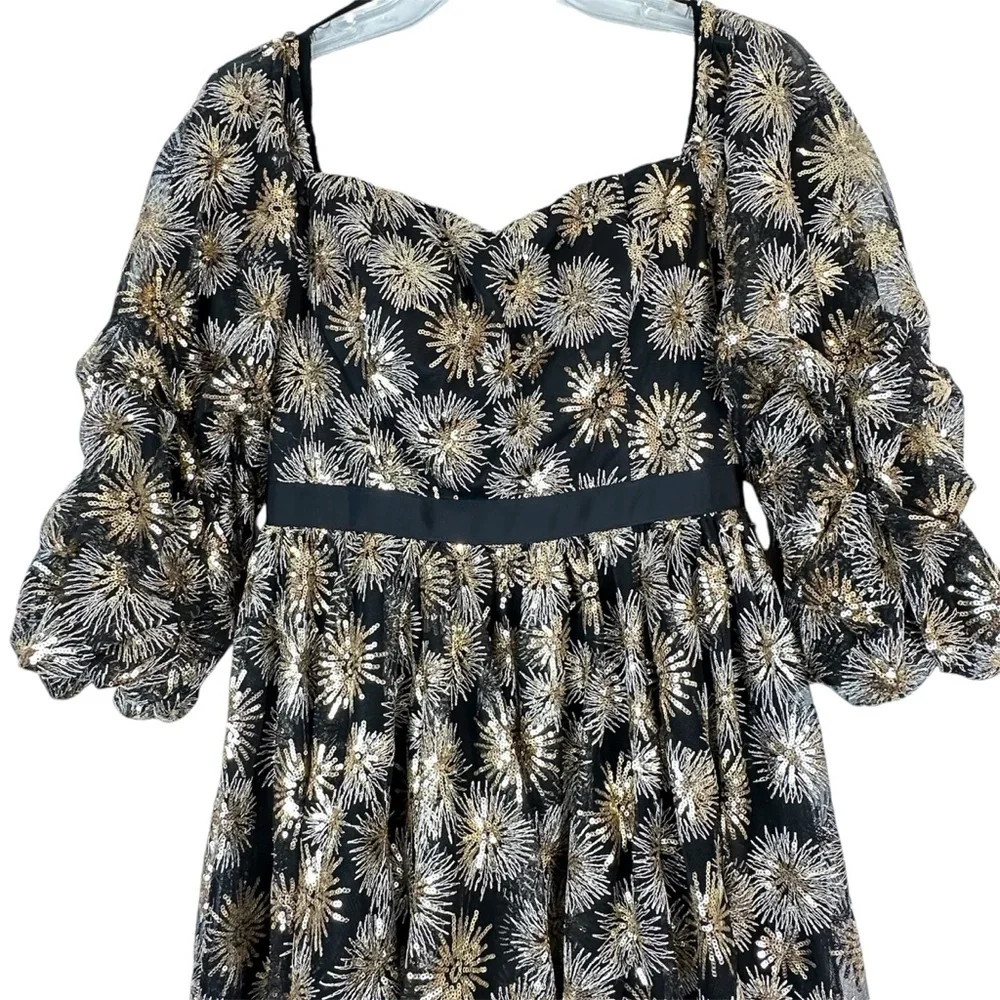 Zendaya Collection for Aqua Fireworks Dress Black Gold Sheer Hi-Low Size S - Picture 4 of 12